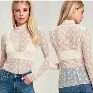 Free People Ivory Lace Turtleneck By Intimately